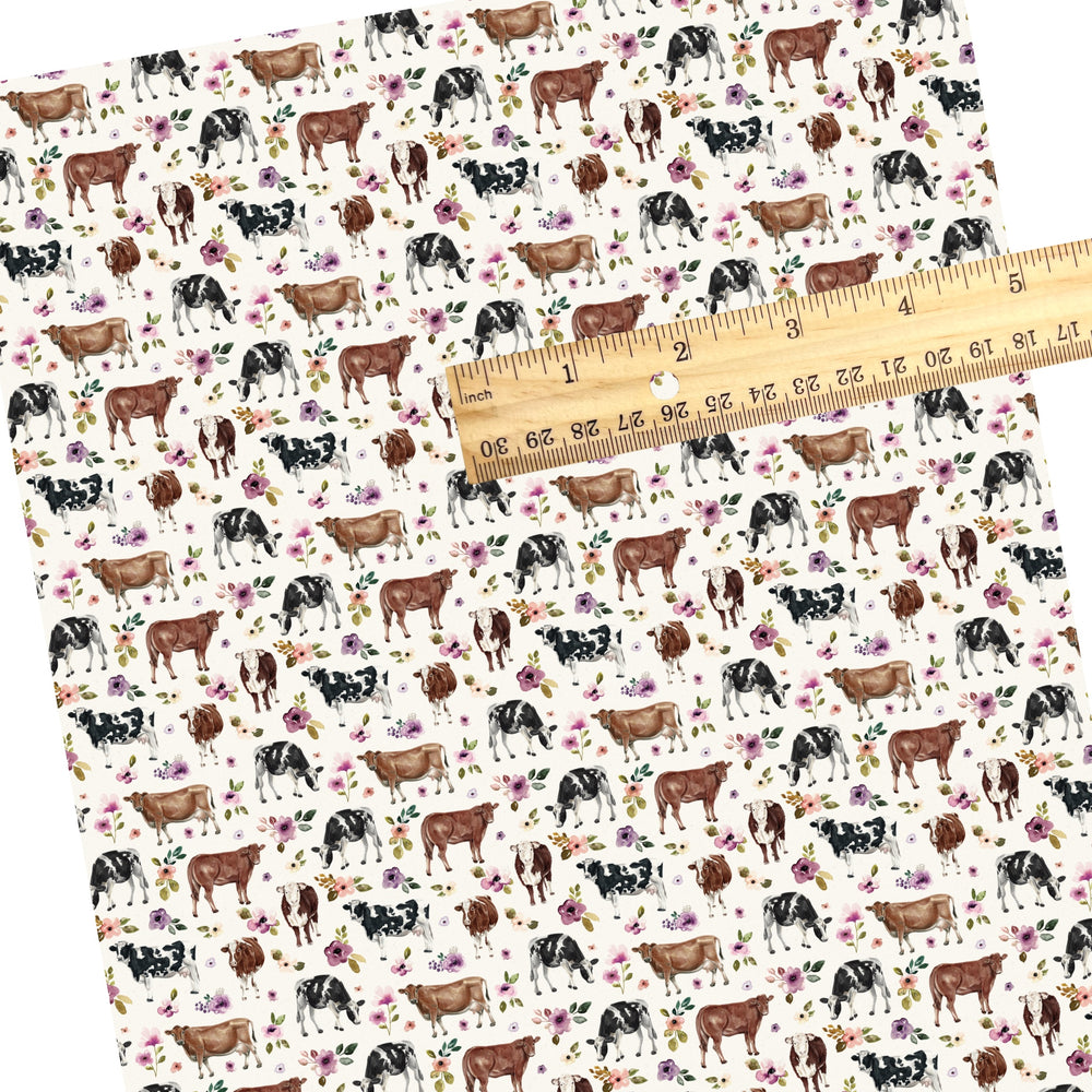 Dairy cows black and white print and floral mix