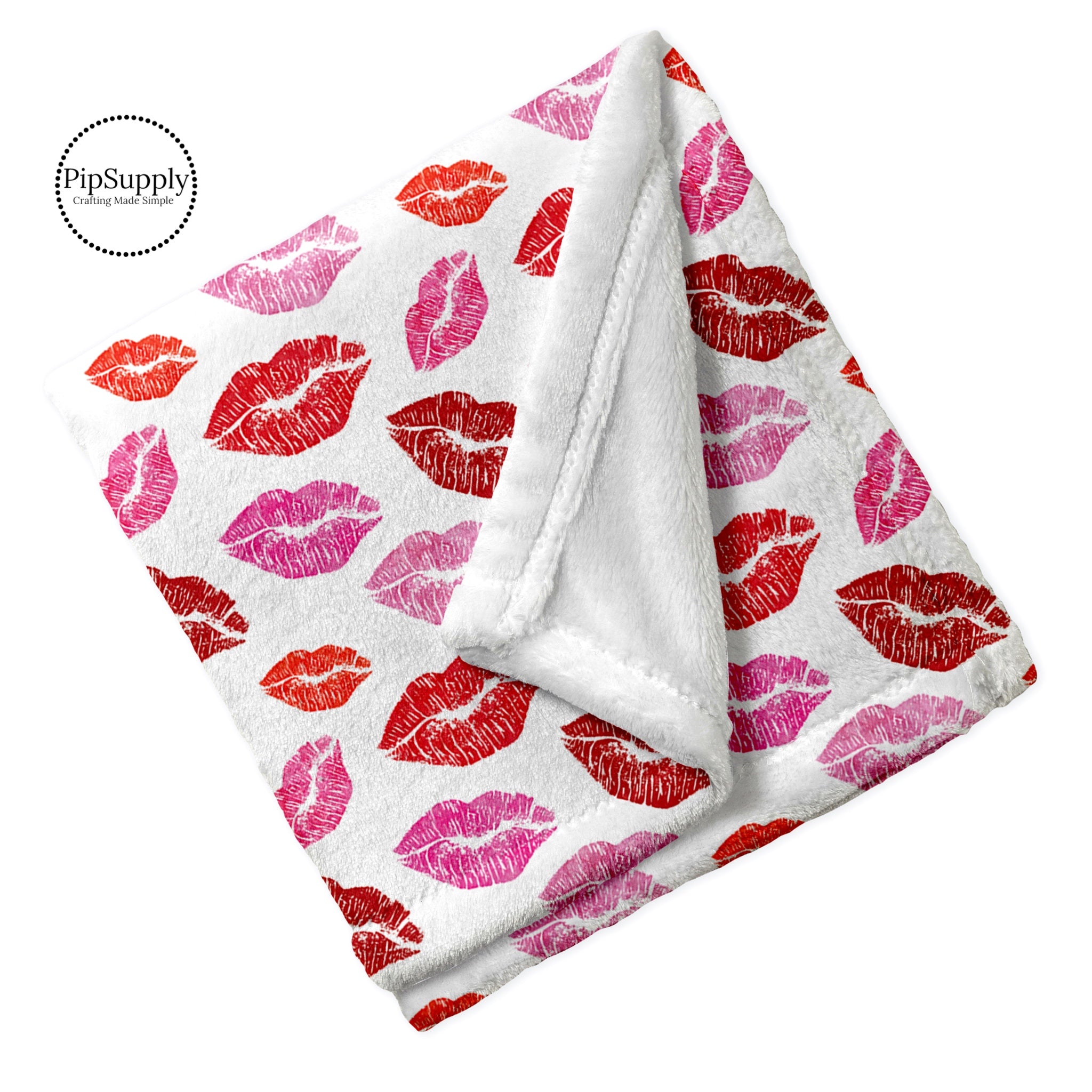 VALENTINE'S DAY GOLD RED LIPSTICK KISSES WRAPPING PAPER SHEETS