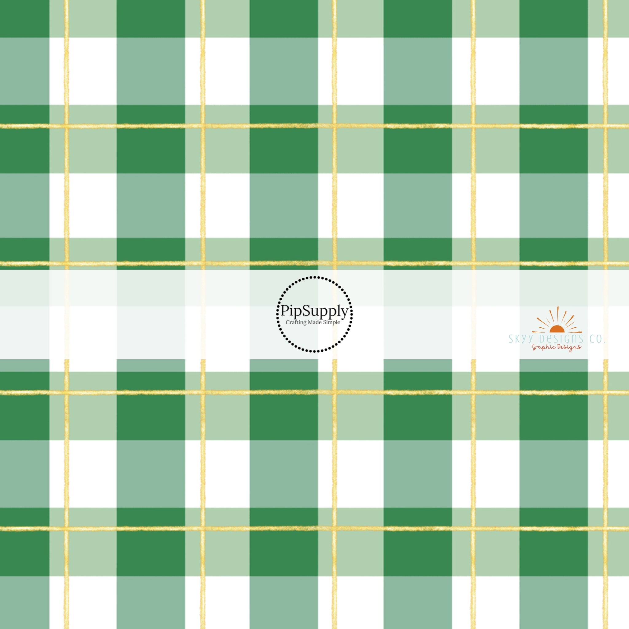 Green And White Gingham Fabric