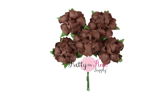 1" PREMIUM Light Brown Paper Flowers - Pretty in Pink Supply