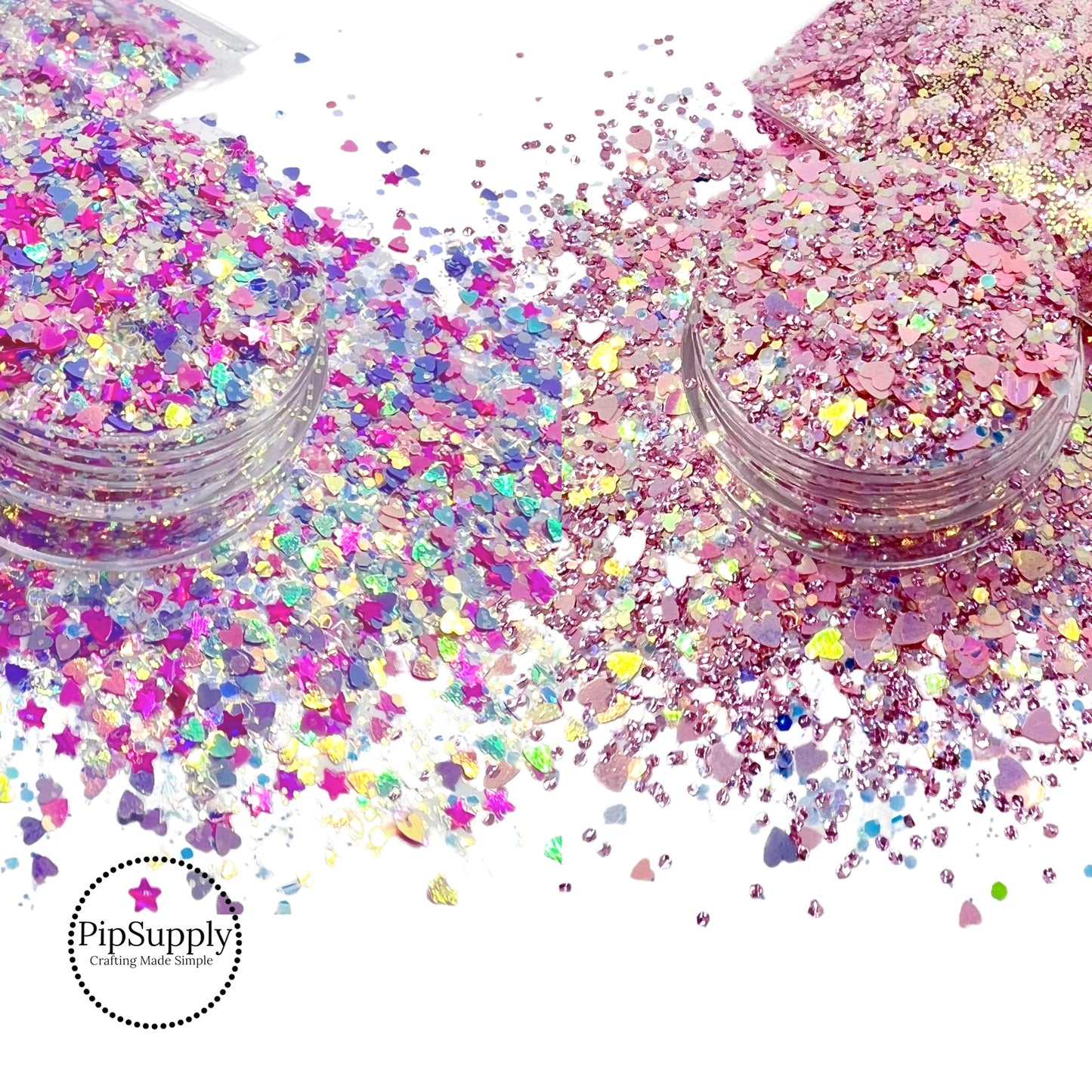 Iridescent Tiny Hearts | Chunky/Fine Glitter Mix