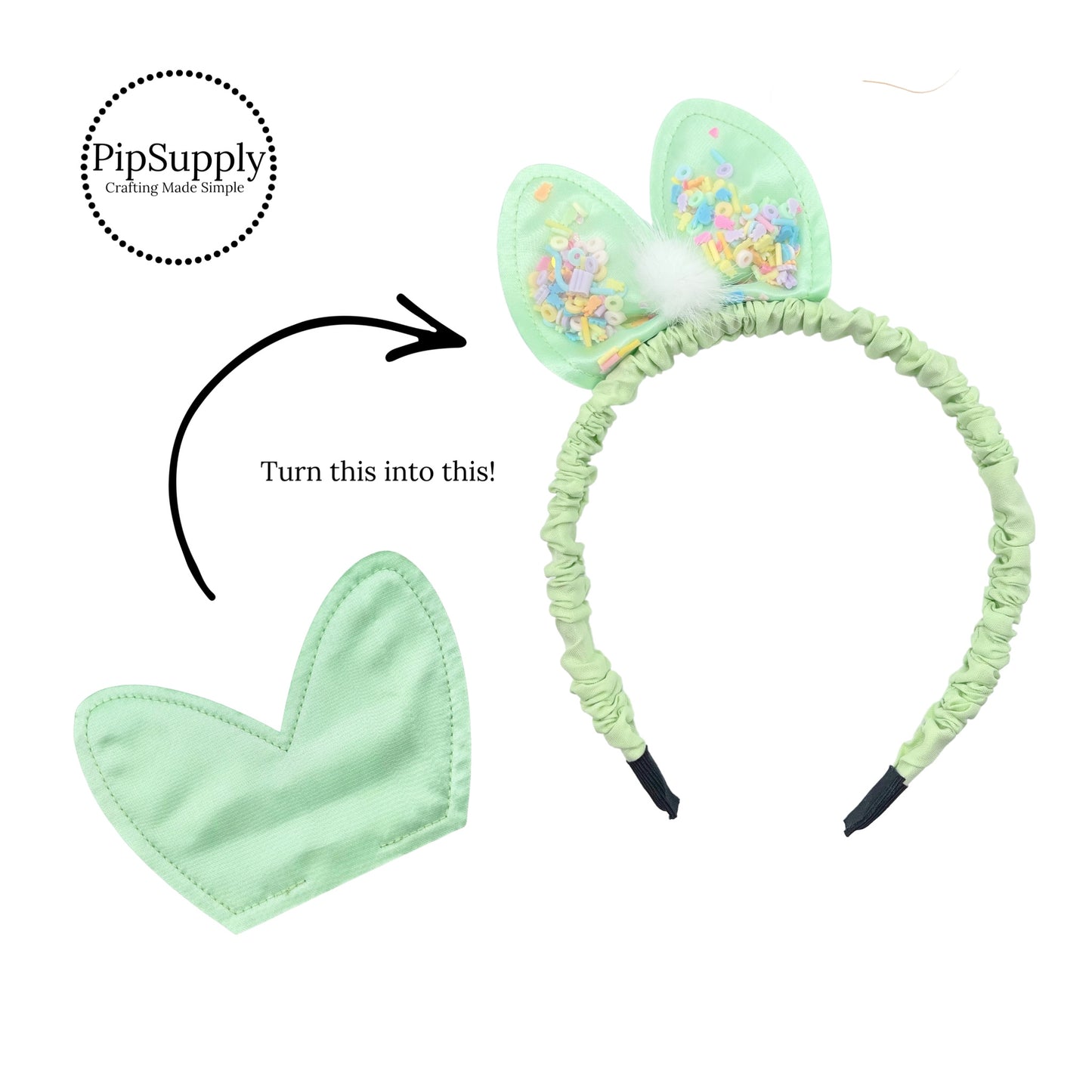 Light Green Bunny Ear Shaker Bow - Easter Bow - Easter DIY Headband