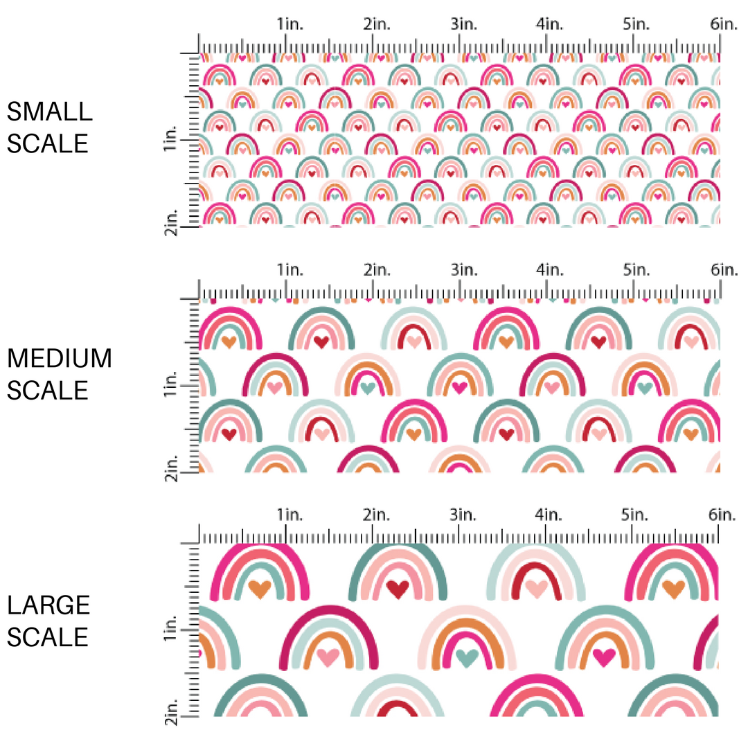 White fabric by the yard scaled image guide with multi-colored hearts and rainbows