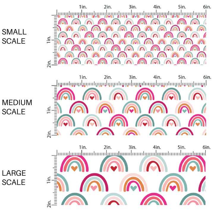 White fabric by the yard scaled image guide with multi-colored hearts and rainbows