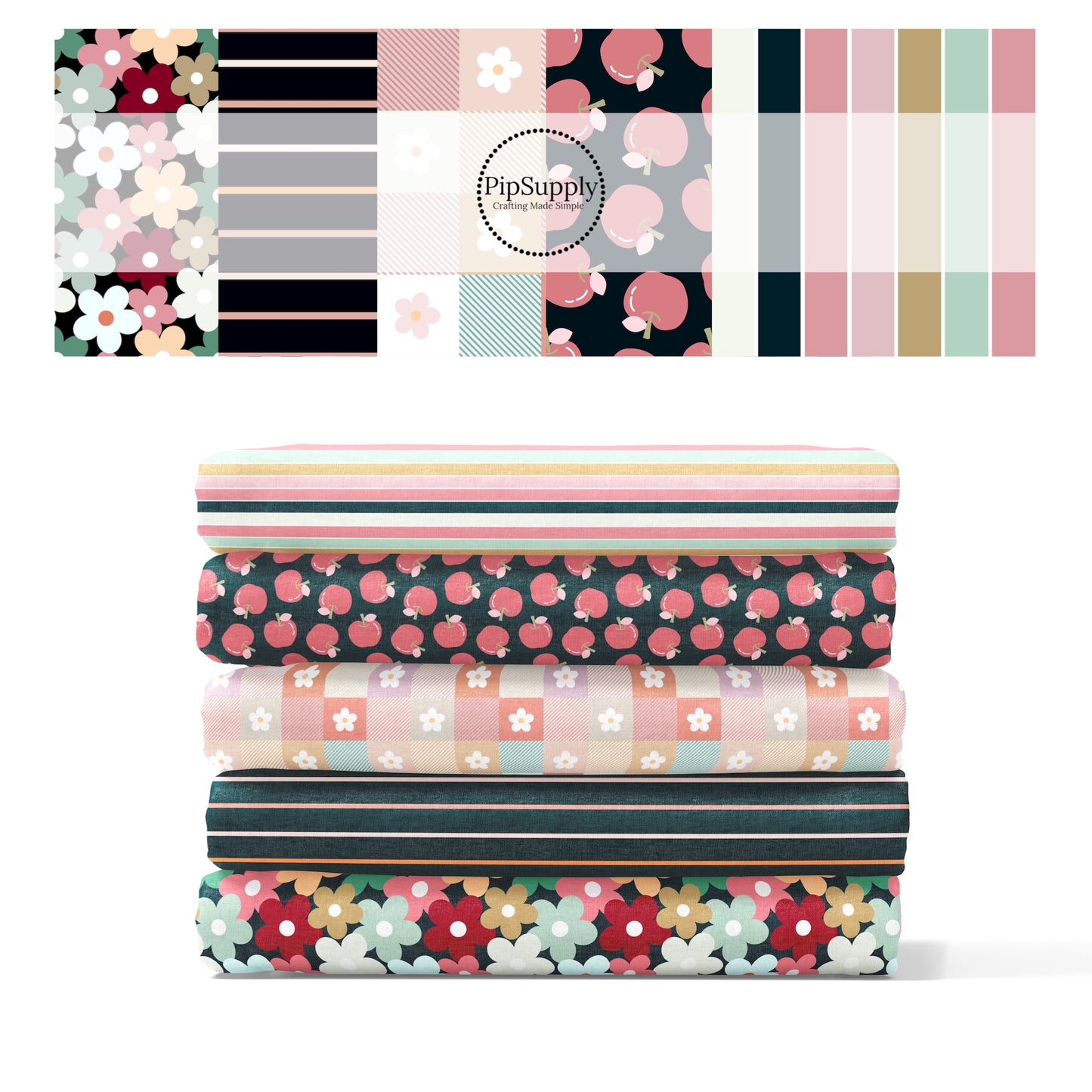 Apples And Daisies | Muse Blooms Designs | Fabric