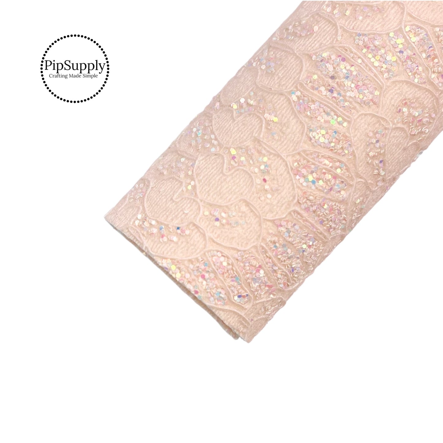 Solid peach glitter lace chunky glitter sheet