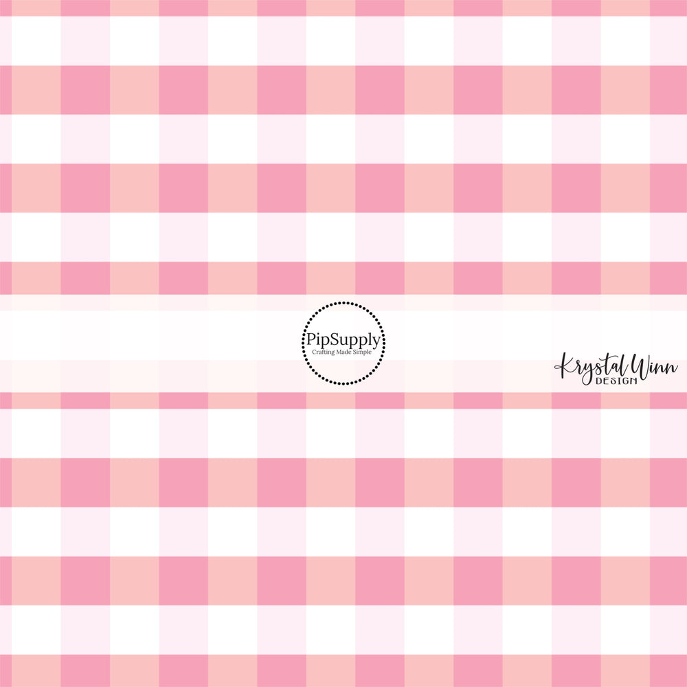 White aith pink and peach plaid bow strips