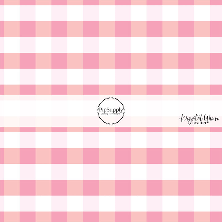 White aith pink and peach plaid bow strips