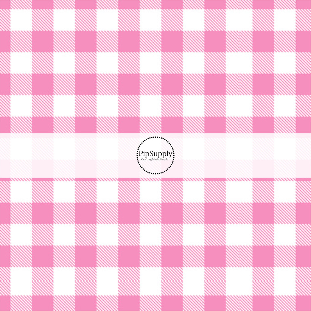 White tiles with pink stripe plaid bow strips
