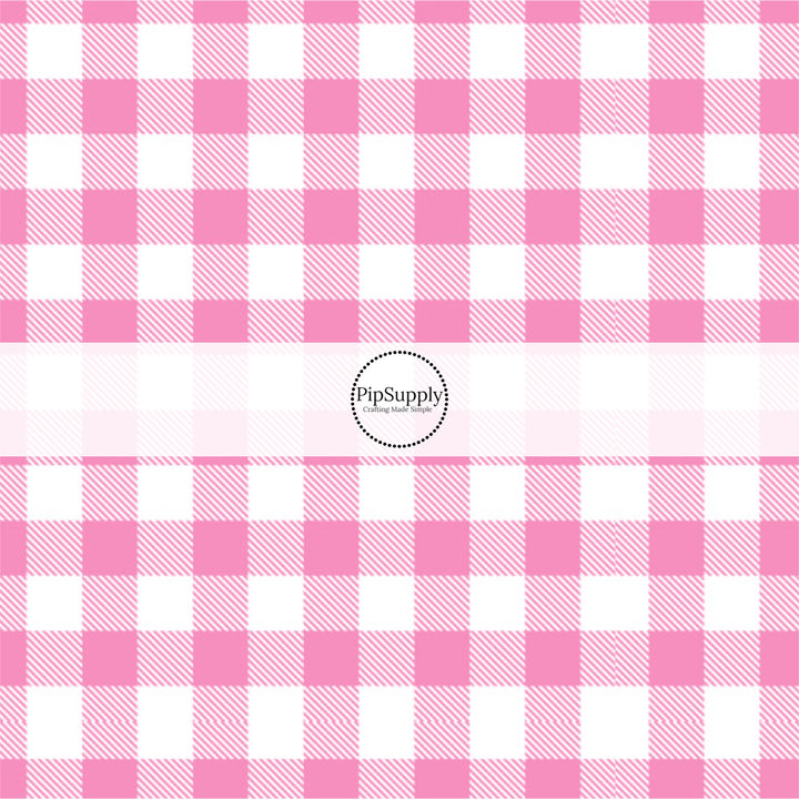 White tiles with pink stripe plaid bow strips
