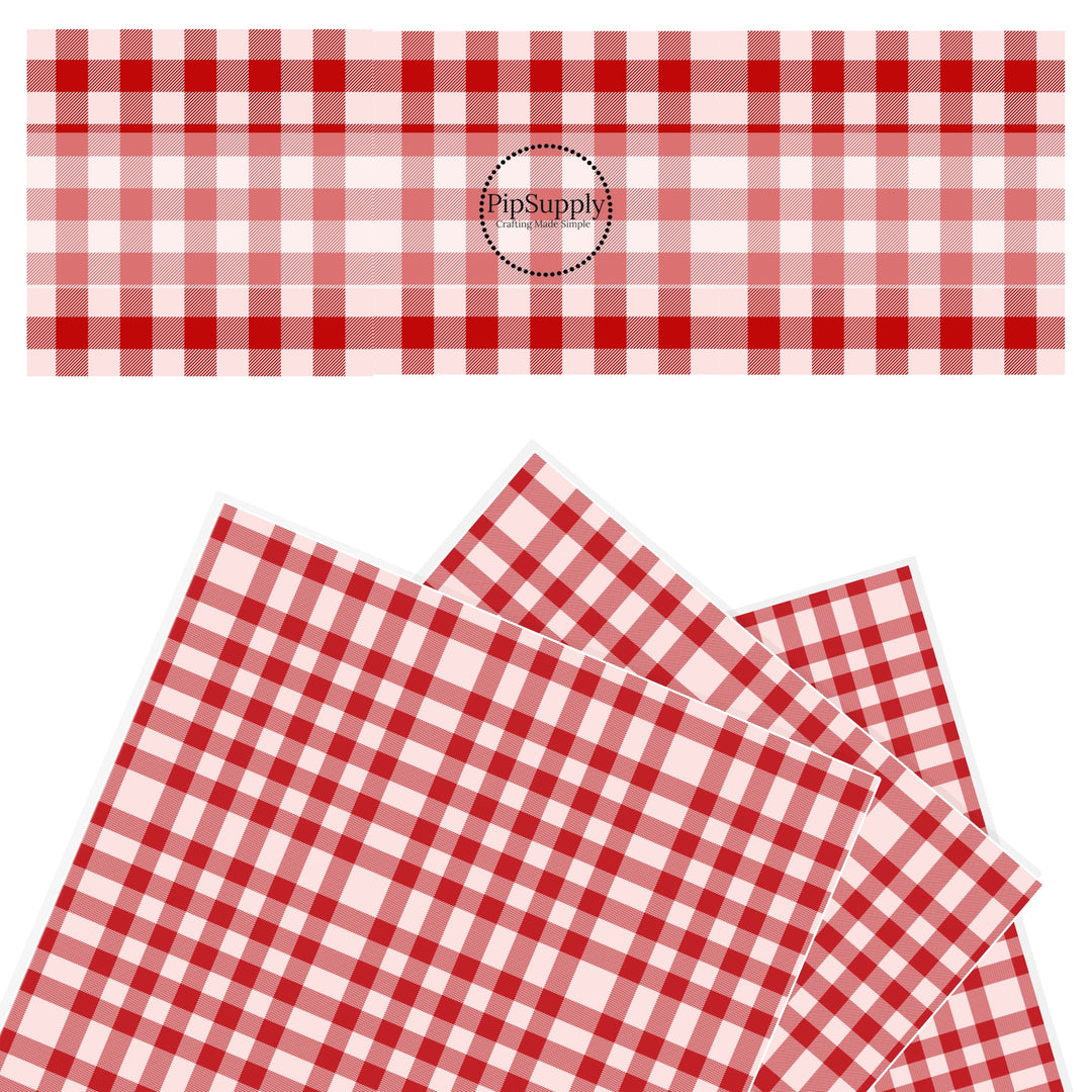Red striped plaid faux leather sheets