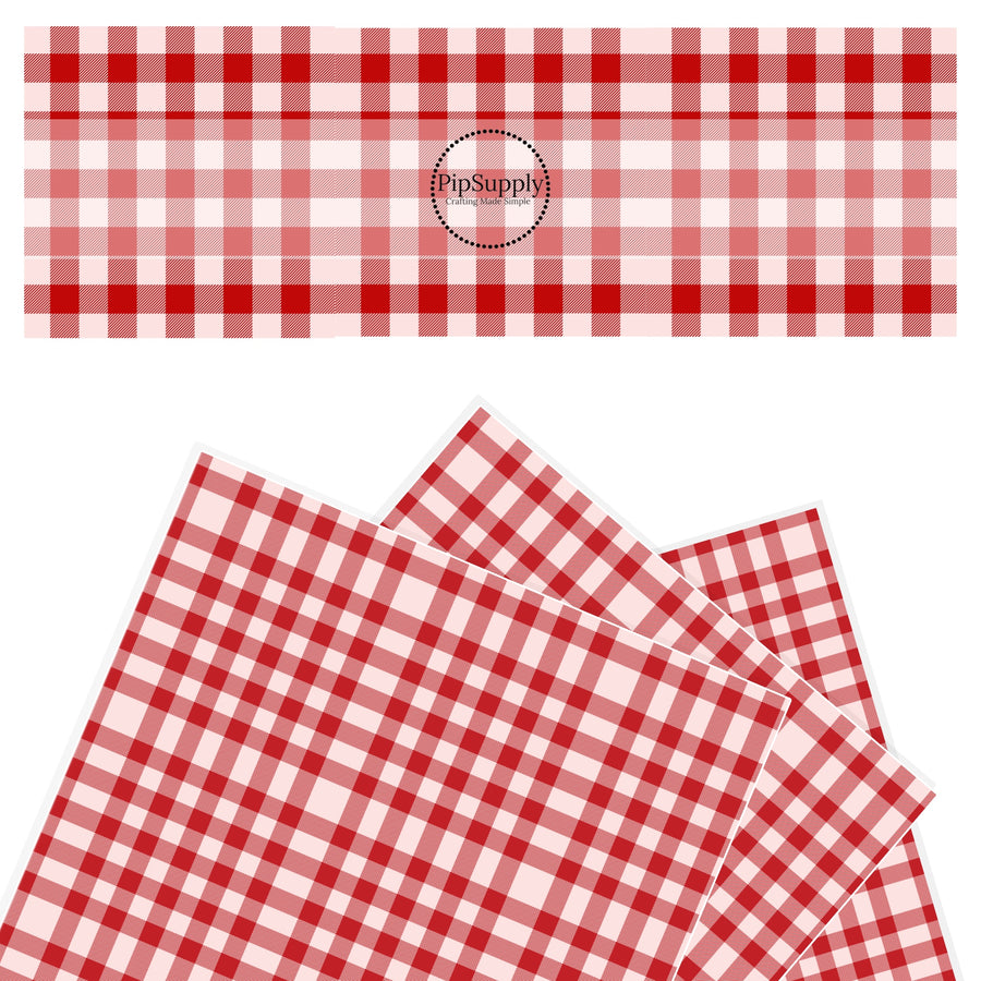 Red striped plaid faux leather sheets