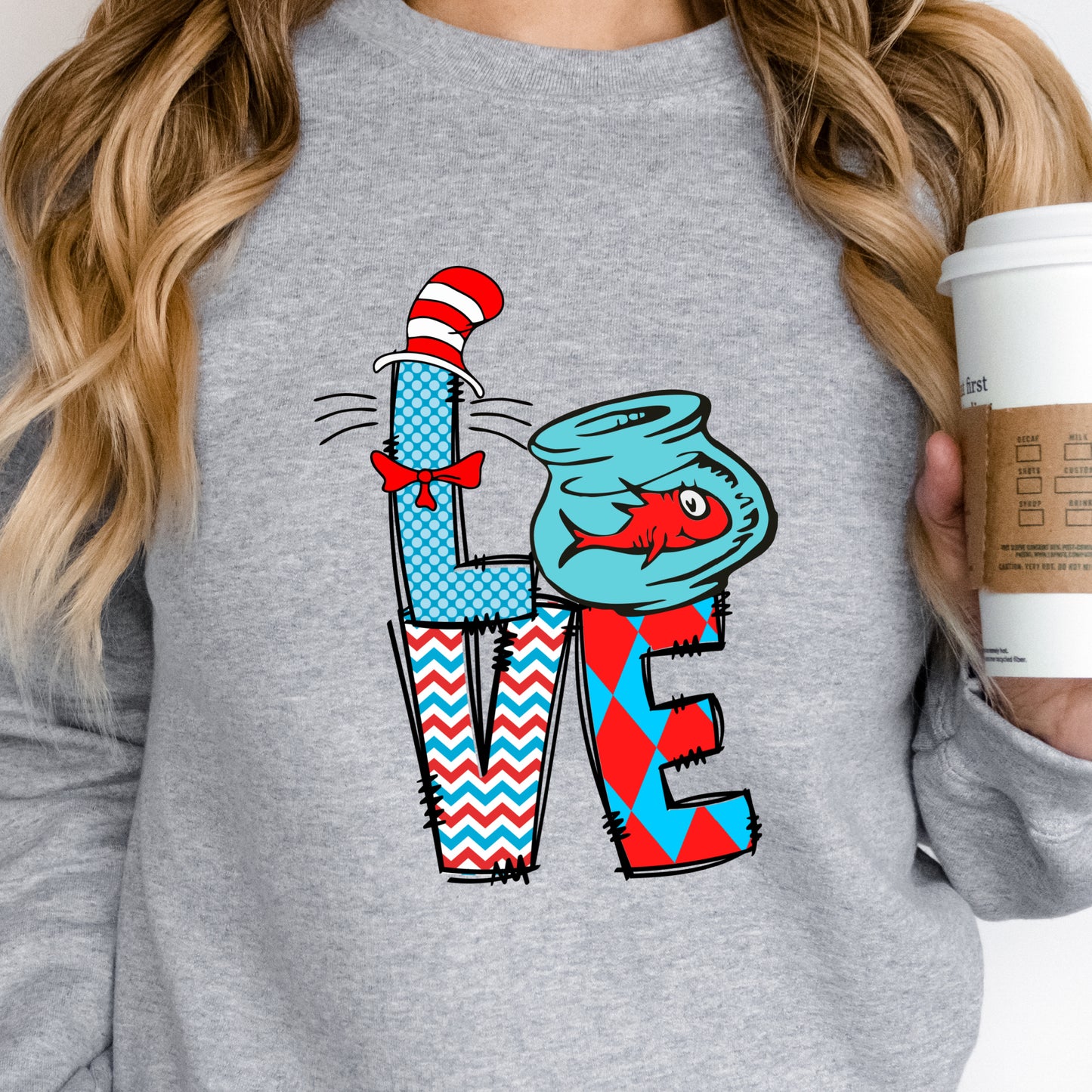 Red Fish Bowl "Love" Iron on heat transfer