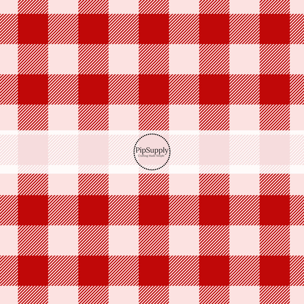 Cream tiles with red striped checkered plaid bow strips