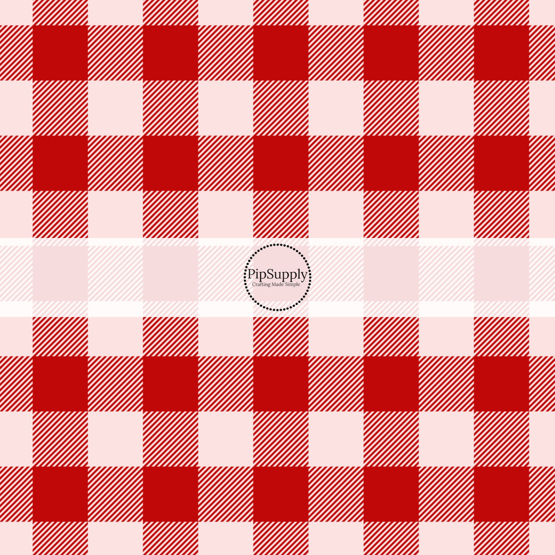 Cream tiles with red striped checkered plaid bow strips