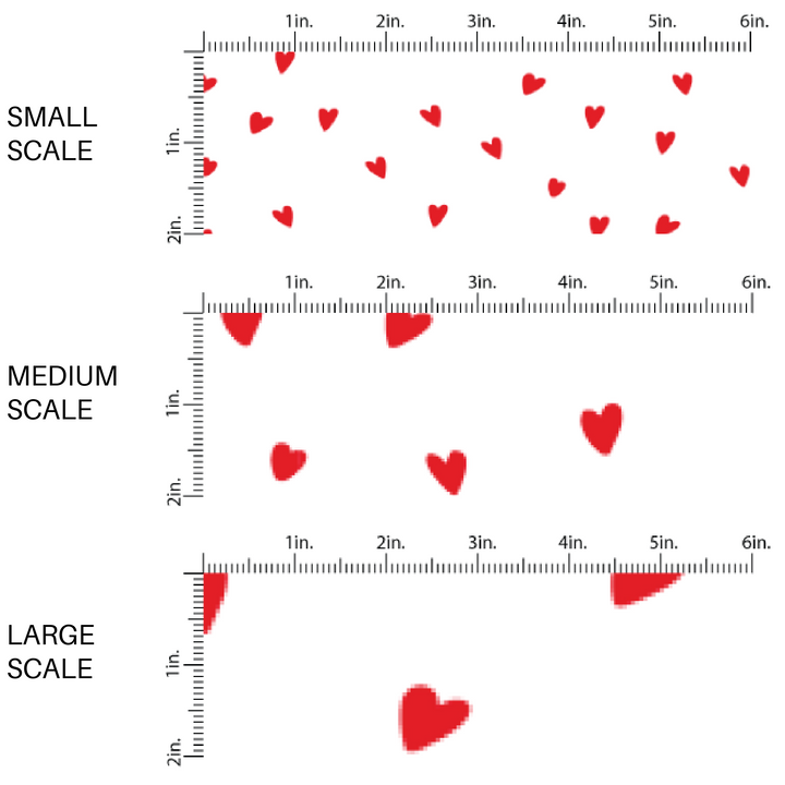 Valentines day white fabric by the yard with small red hearts