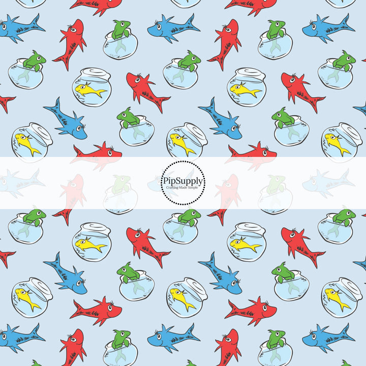 colorful fish in bowls bow strips