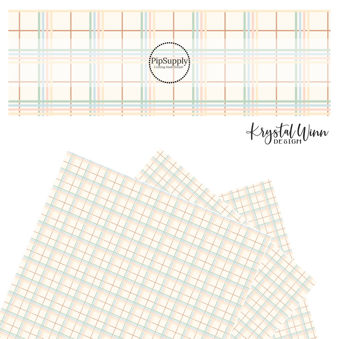 yellow, pink, blue, and green overlapping line gingham faux leather sheets