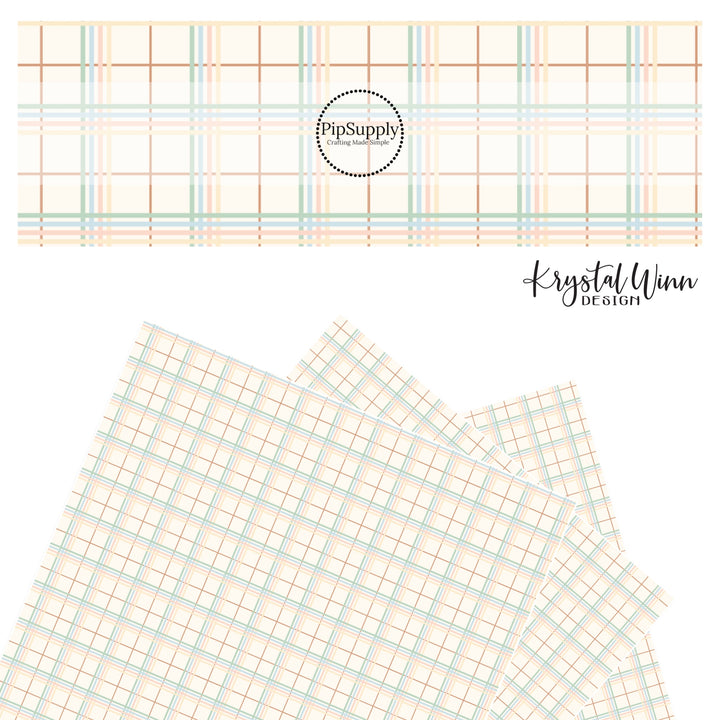 yellow, pink, blue, and green overlapping line gingham faux leather sheets