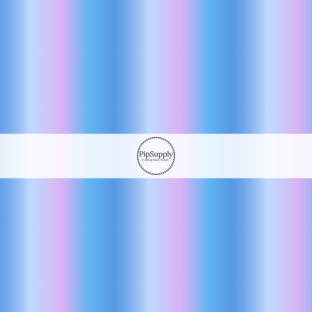 Pink, light blue, ocean blue, and dark blue ombre mix pattern swatch for Bows Strips.