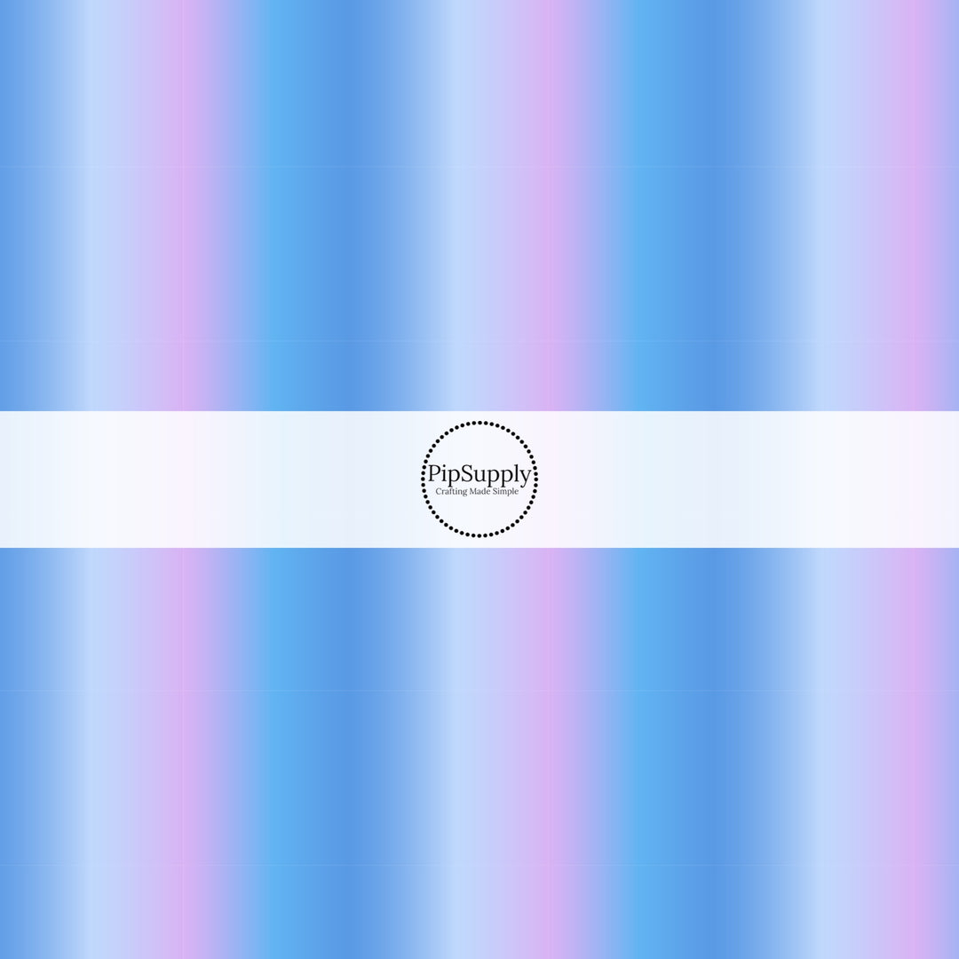 Pink, light blue, ocean blue, and dark blue ombre mix pattern swatch for Bows Strips.