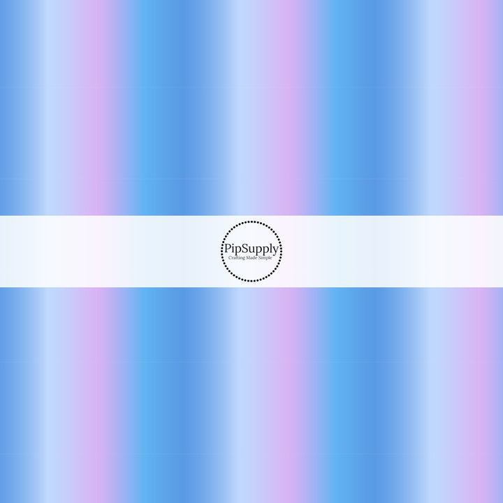 Pink, light blue, ocean blue, and dark blue ombre mix pattern swatch for Bows Strips.