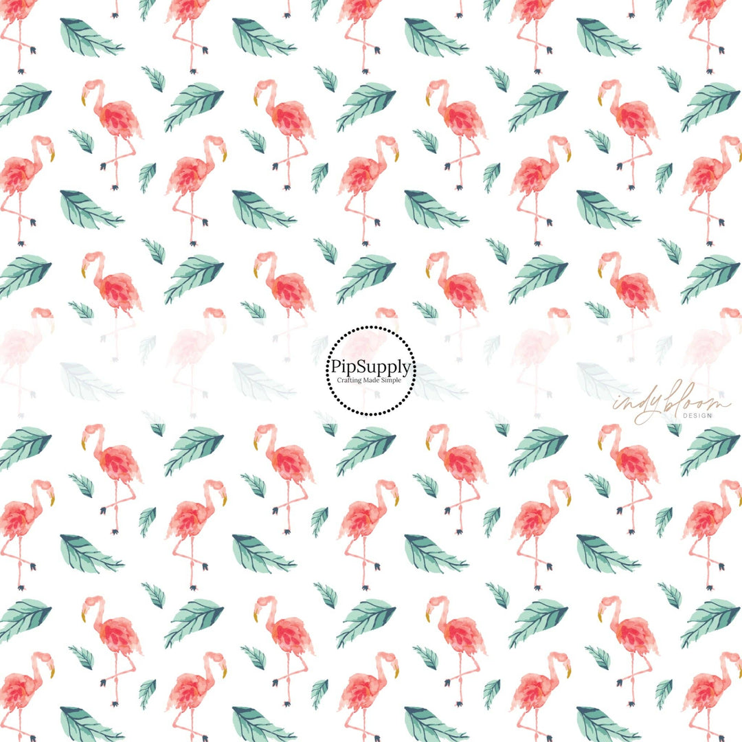 Flamingos and Palm Leaves Hair Bow Strips