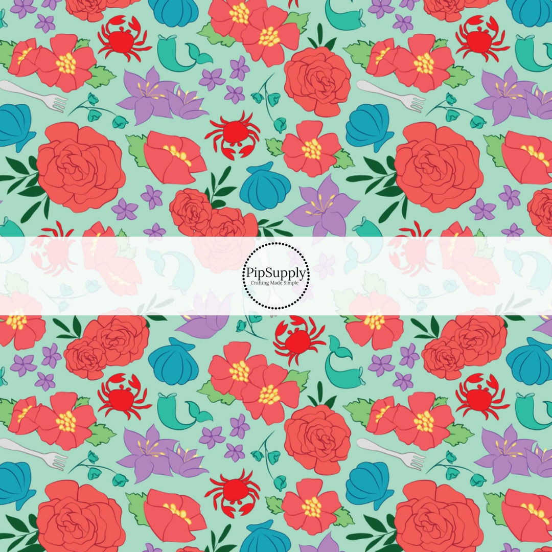 Floral Mermaid Princess Hair Bow Strips