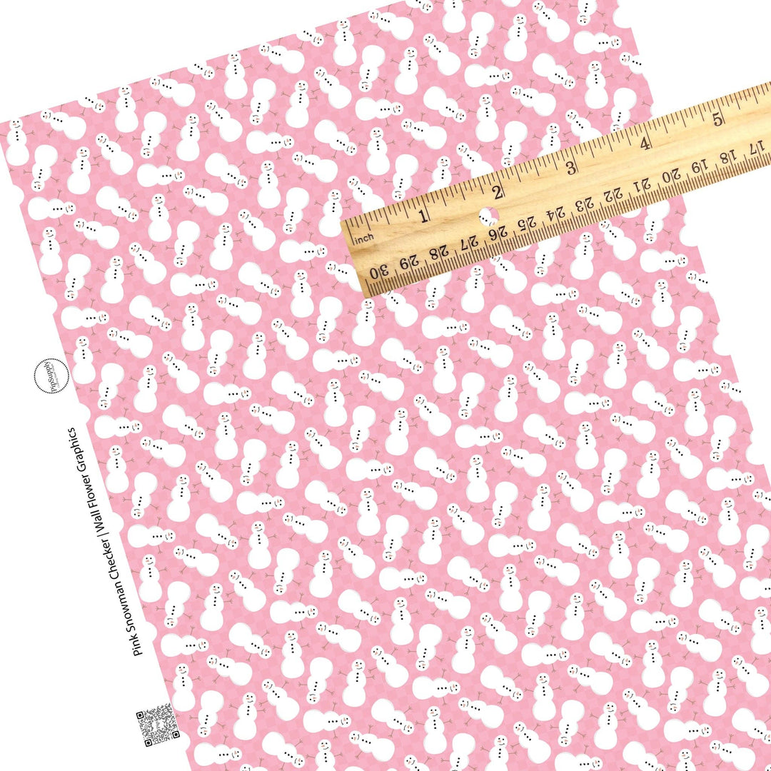 Pink Snowman Checker Faux Leather Sheets