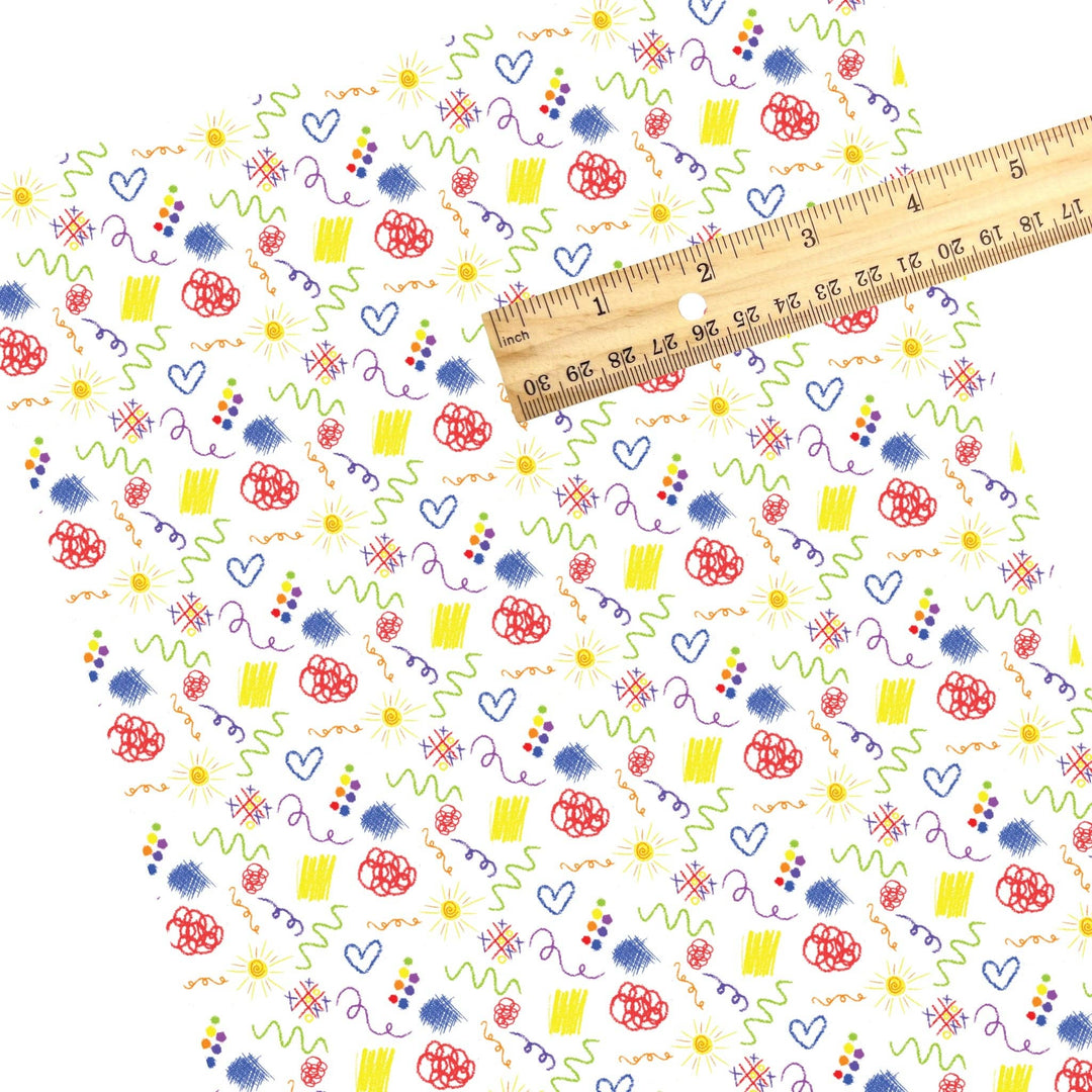Crayon Doodles Faux Leather Sheets