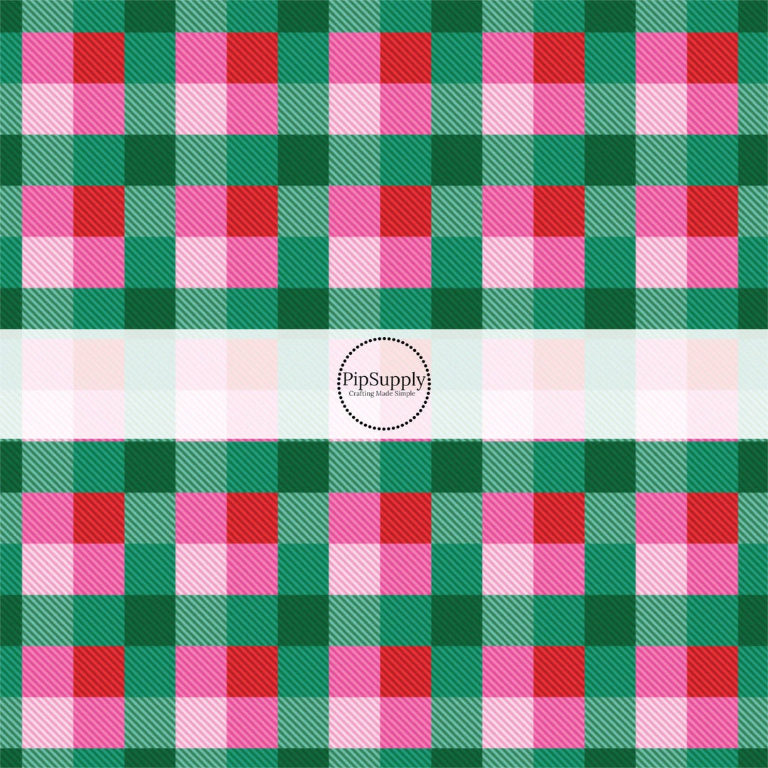 Very Merry Christmas Grid Hair Bow Strips