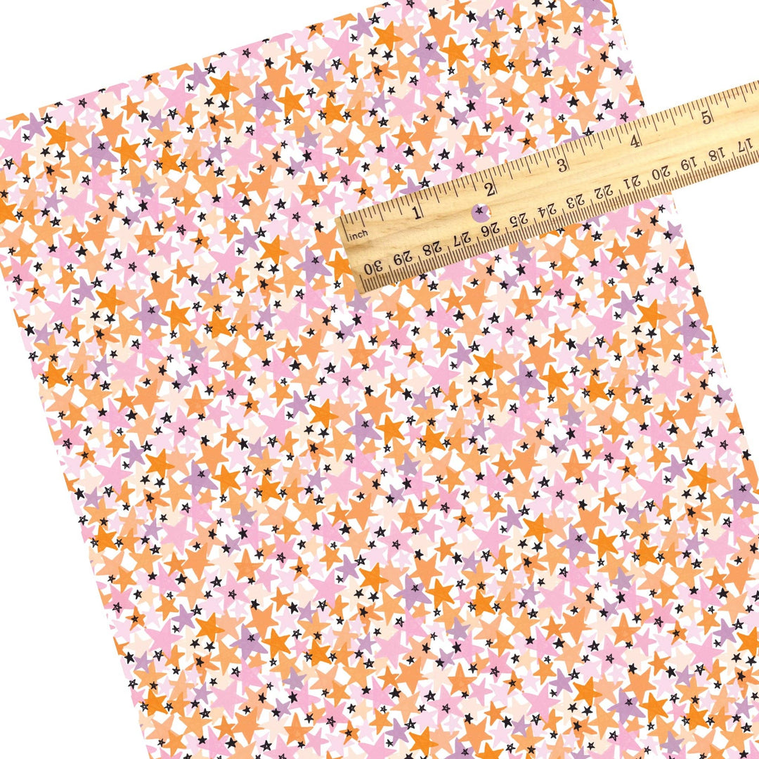 Watercolor Halloween Stars Faux Leather Sheets