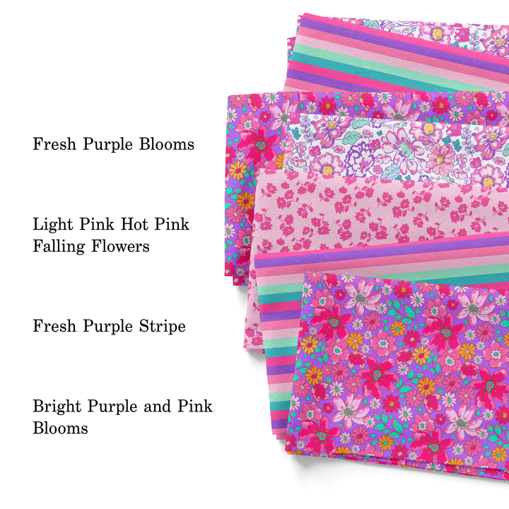 Bright Purple and Pink Blooms Fabric By The Yard