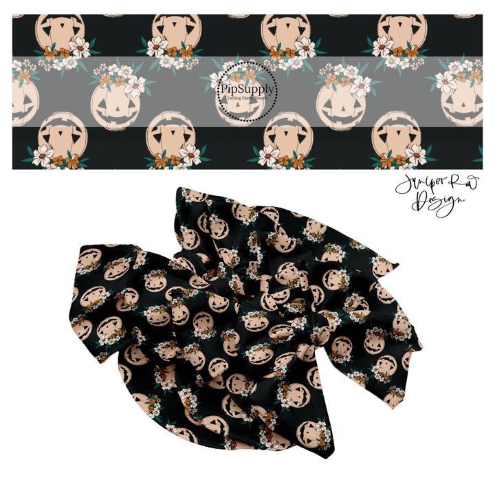 Beige Floral Jacks Hair Bow Strips