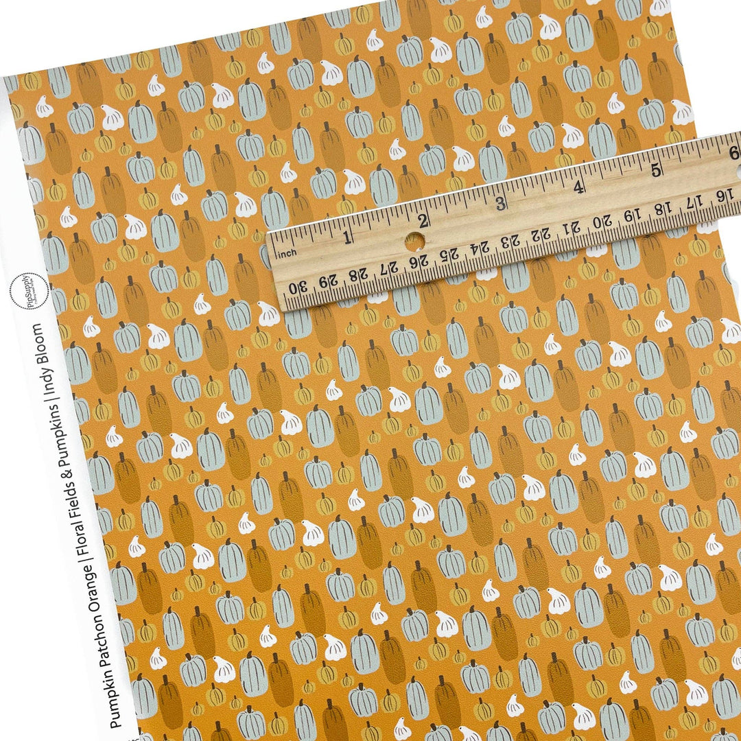 Floral Fields and Pumpkins Faux Leather Sheets