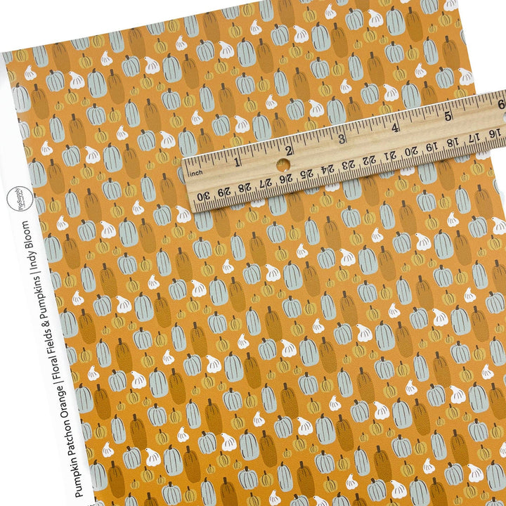 Floral Fields and Pumpkins Faux Leather Sheets