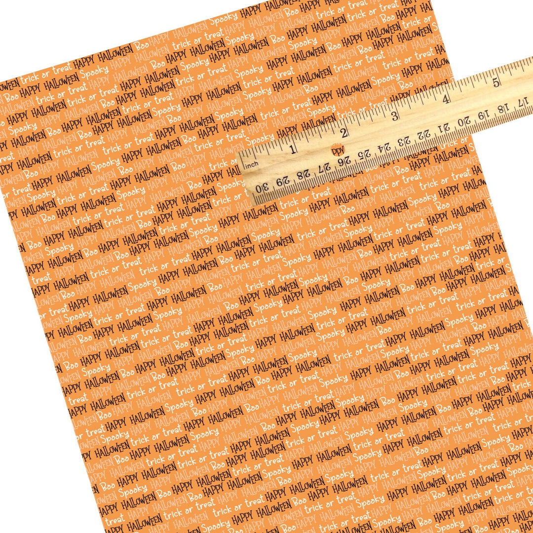 Spooky Orange Words Faux Leather Sheets