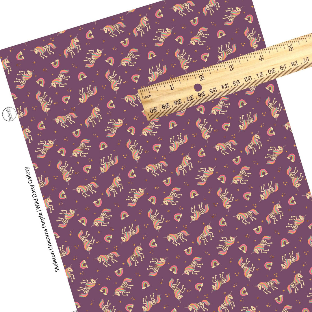 Skeleton Unicorns Purple Faux Leather Sheets