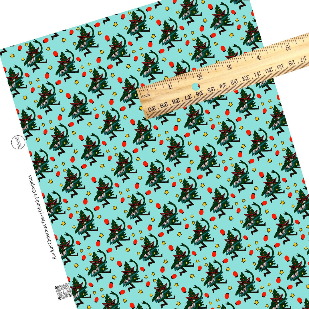 Rockin' Christmas Tree Faux Leather Sheets