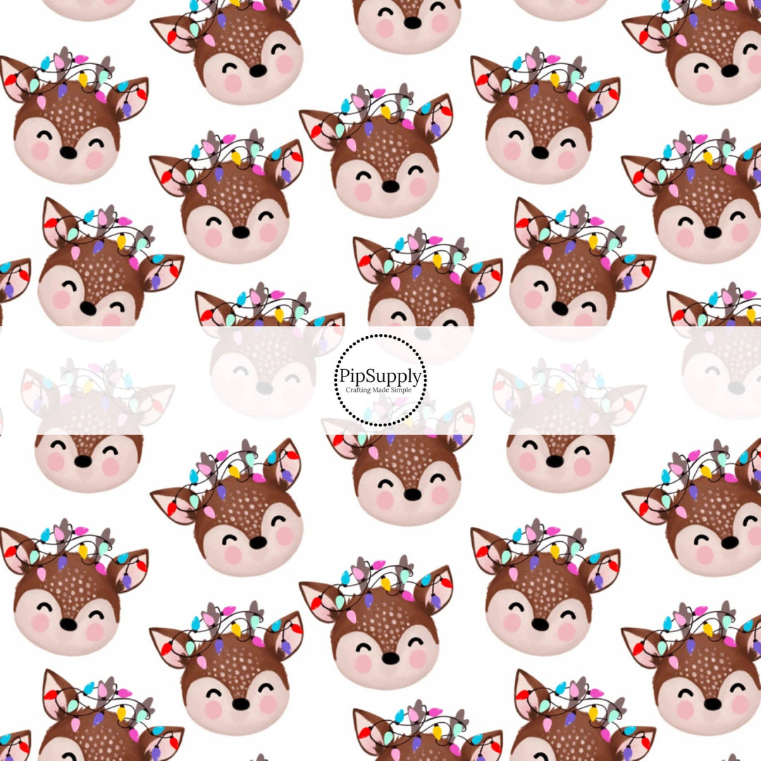 Tangled Reindeer White Hair Bow Strips