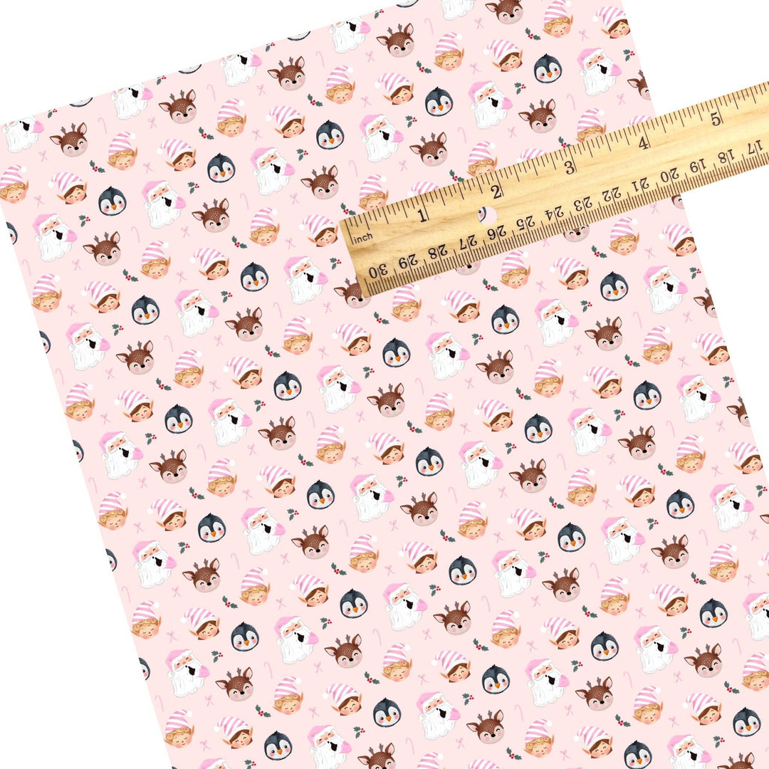 Pink Santa Buddies Pale Pink Faux Leather Sheets