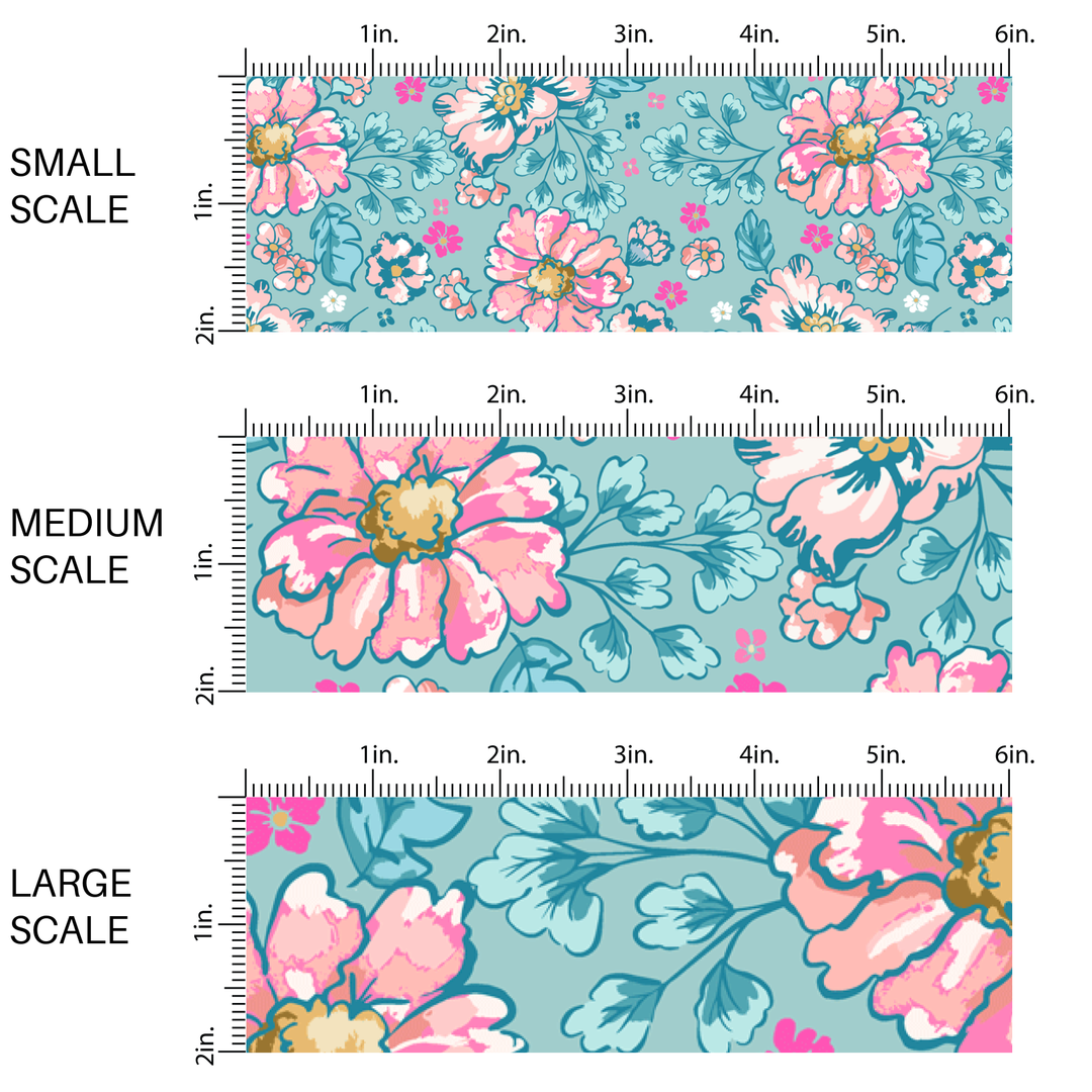 Fresh Blue Blooms Fabric By The Yard