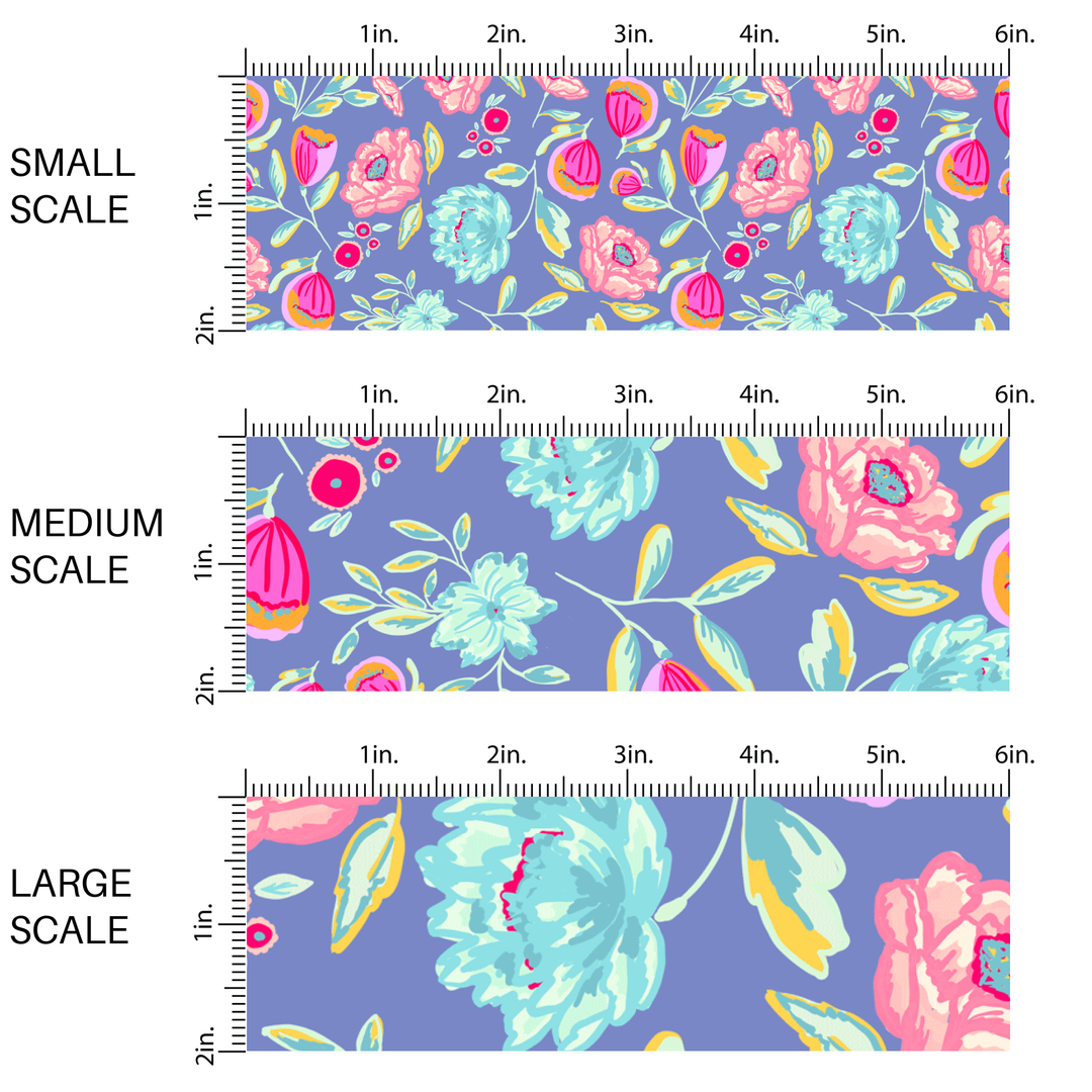 Bright Flora Purple Fabric By The Yard