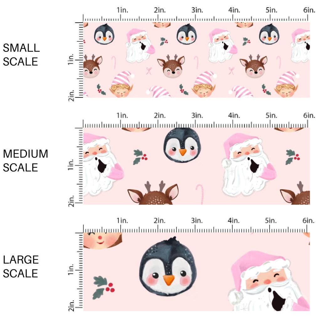 Pink Santa Buddies Pale Pink Fabric By The Yard