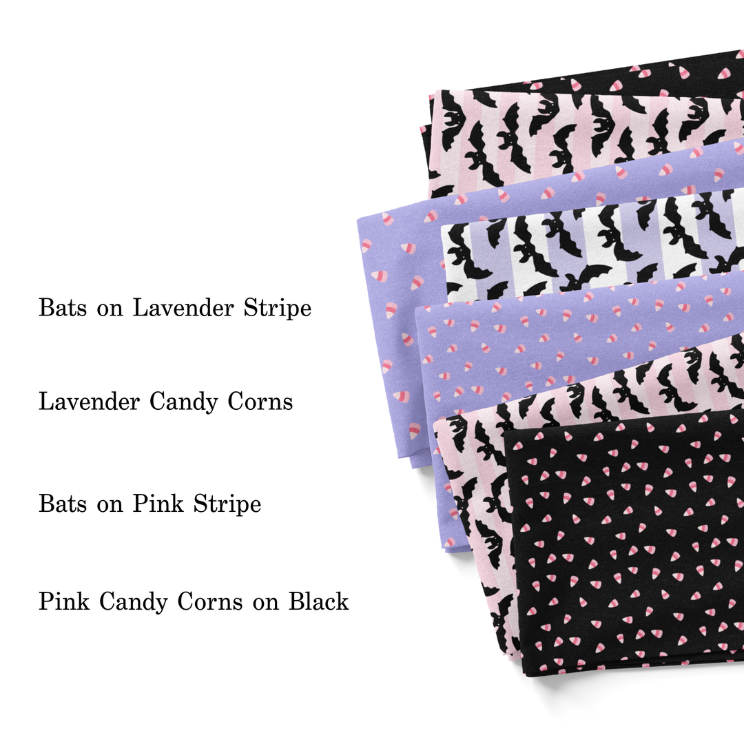 Bats on Lavender Stripe Fabric By The Yard