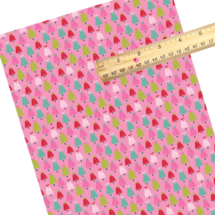Bow Topped Trees Pink Faux Leather Sheets