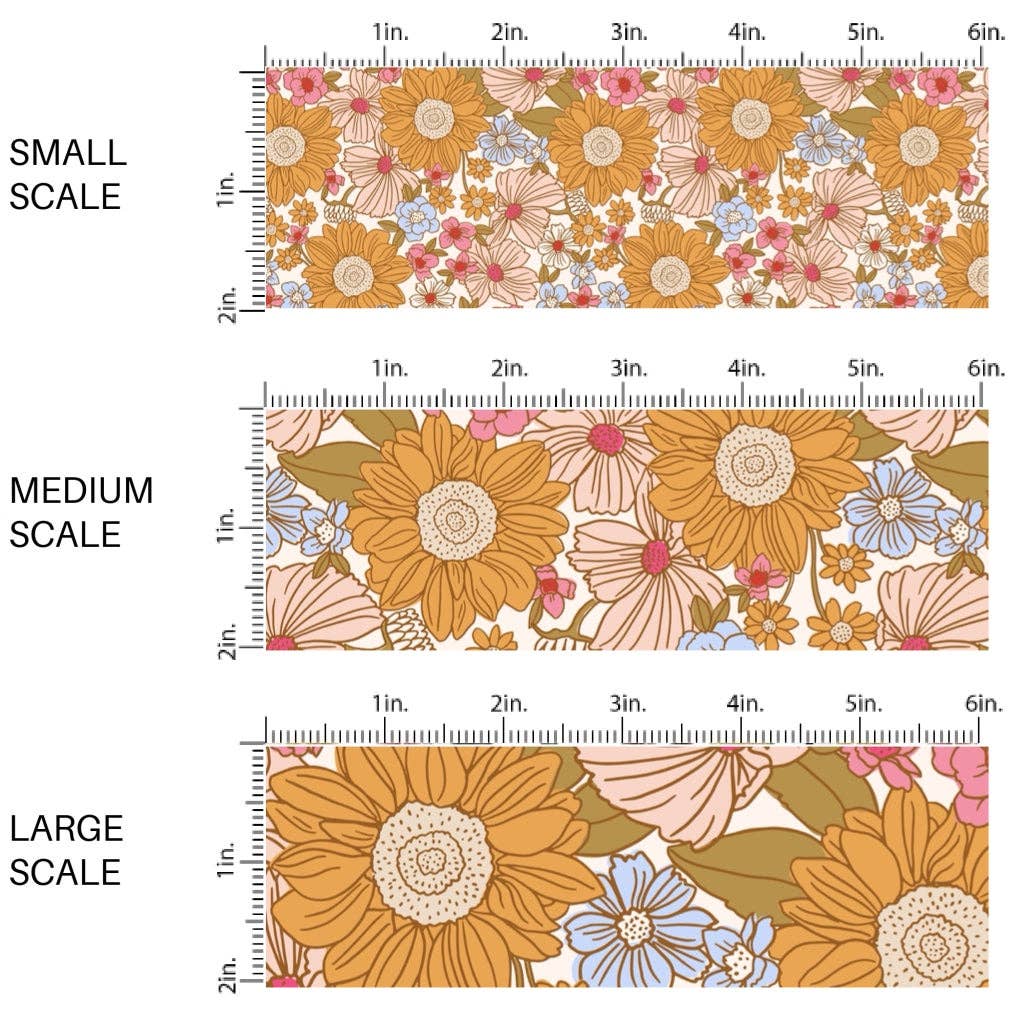 Golden Autumn Floral Fabric By The Yard
