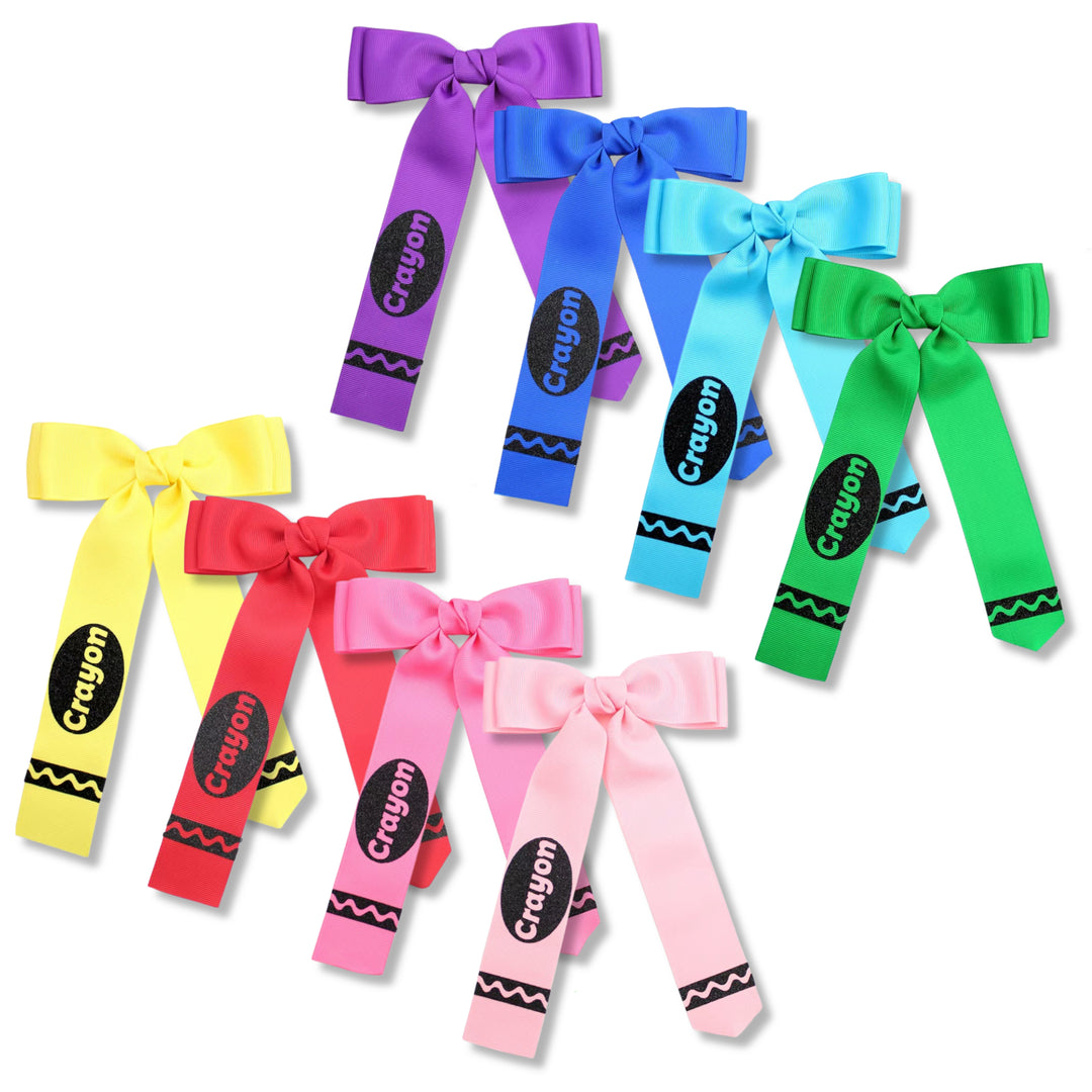 Crayon Long Tail Hair Bow w/ clip