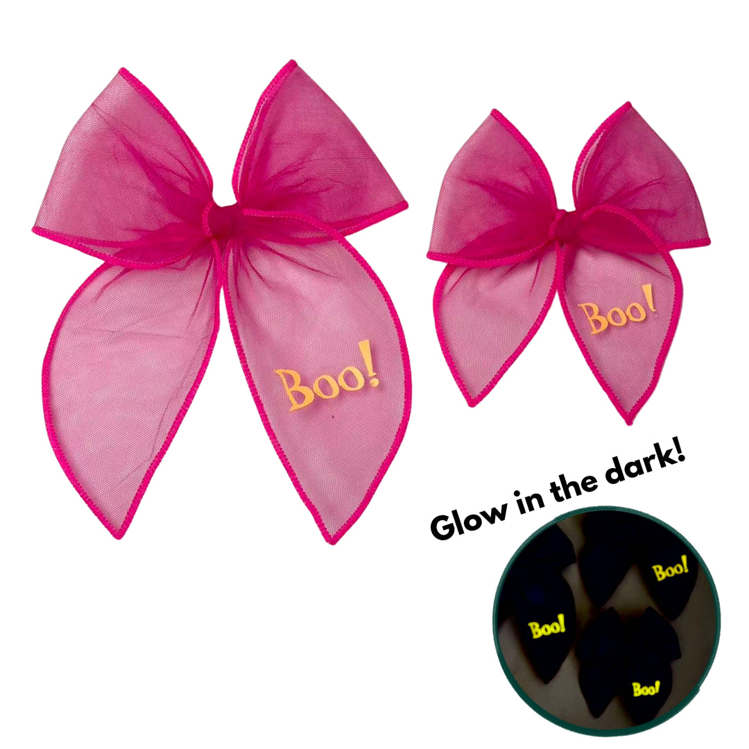Boo! Pink Glow in The Dark Sailor Hair Tied Bow w/ Clip
