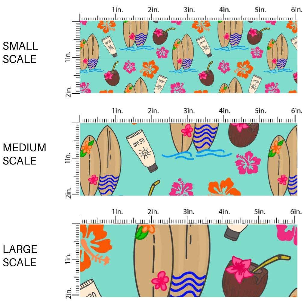 Surfin’ and Sippin’ Aqua Fabric By The Yard